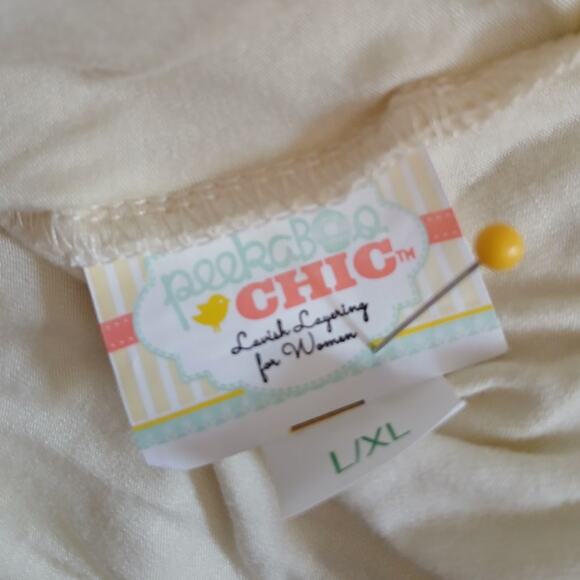 Peekaboo Chic Modest Layering Top Extender Lace Wrist Shimmy Shirt Cream L/XL - Picture 3 of 7